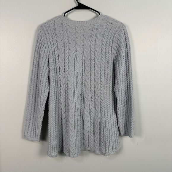 J. Jill Chenille Cable Knit Sweater Grey Size Medium Pullover Crewneck - Picture 2 of 5